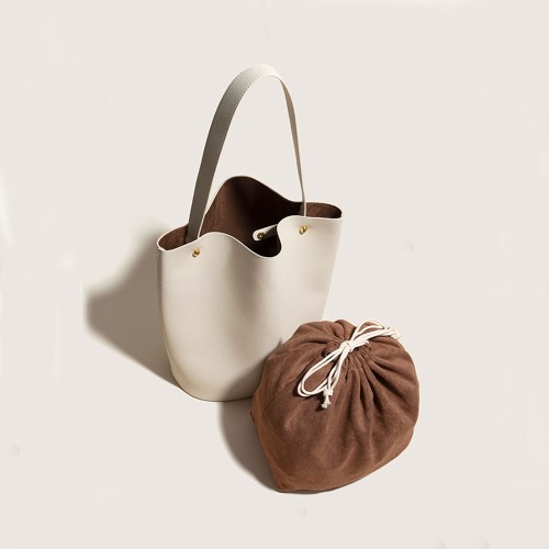 Leather tote bag bucket bag